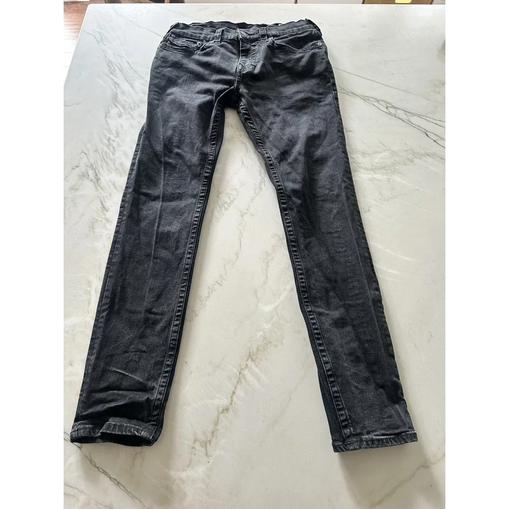 True Religion Ricky Straight Black Wash Jeans Men's Size 34x31